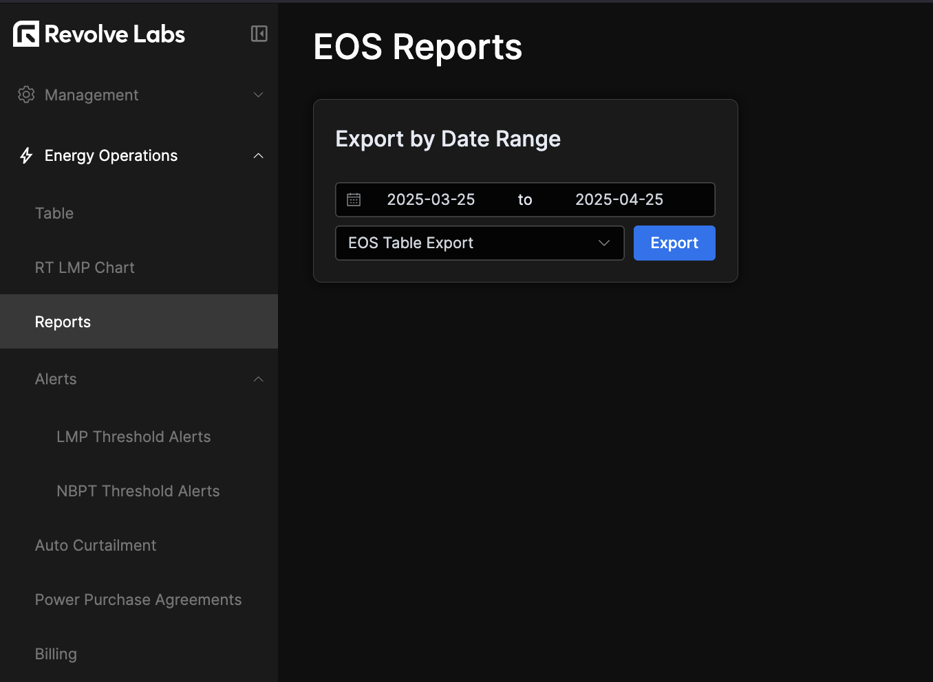 CSV Export view