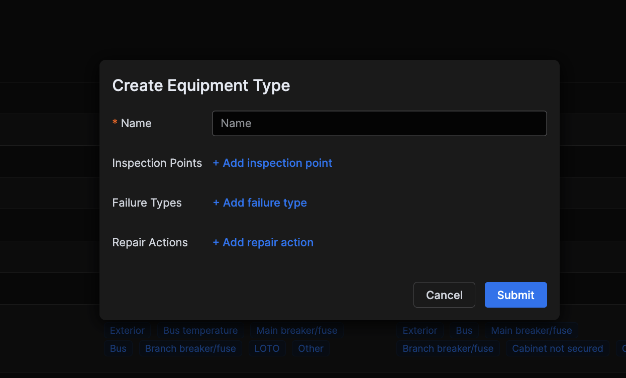 Equipment Types Creation